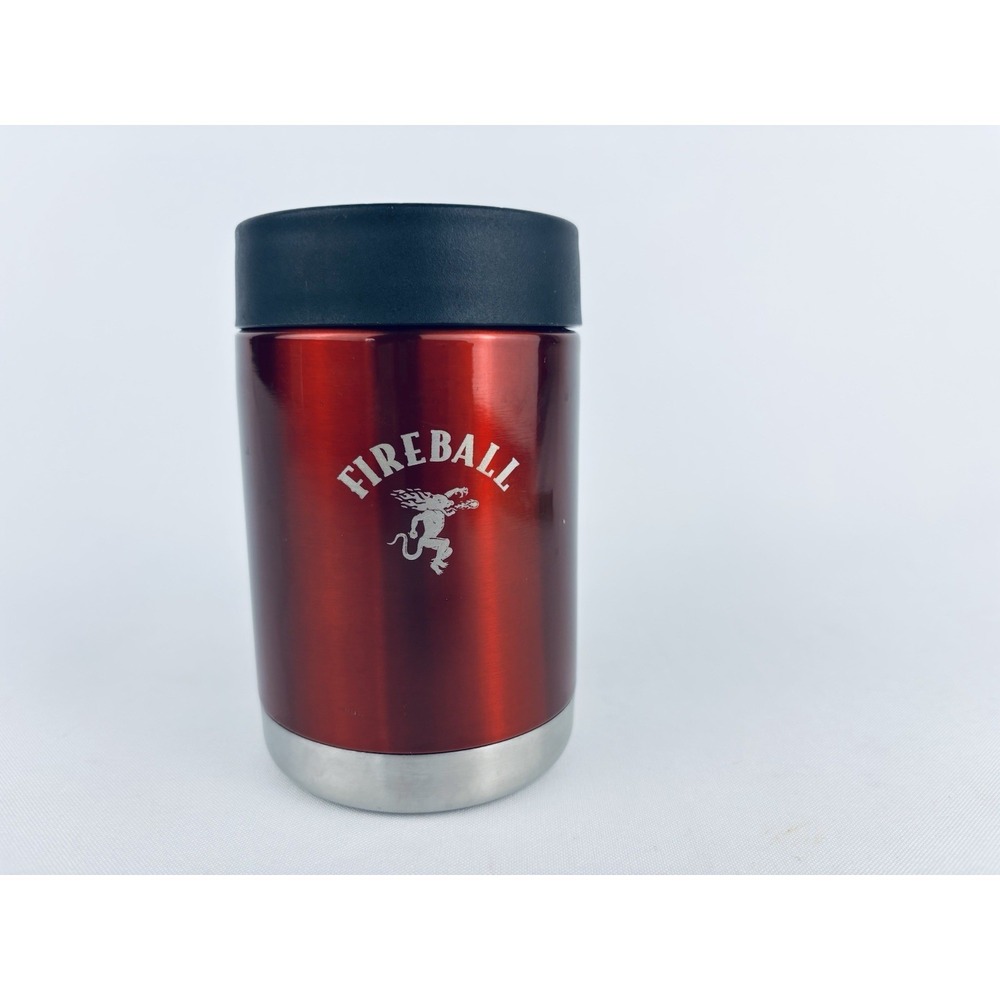 Fireball Red Metal Can Chrome Koozie - Thermo-Insulated - Tumbler Bar